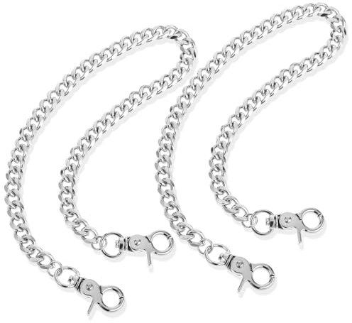 2 PCS Heavy Duty Wallet Chain for Men, Punk Gothic Keychain with Round Clasp Hip Hop Pants Chain Black Metal Keyholder Motorcycle Accessories for Jeans Trucker Biker Women Wallet Key Halloween Easter