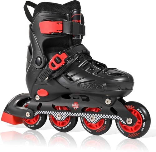 DUZSKJ Verstellbare Kinder Inline Skates für Jungen und Mädchen, Outdoor Kinder Rollschuhe für Mädchen und Jungen (Schwarz, S)