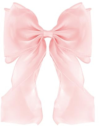 Large Hair Bow Clips for Women, Pink Bow Hair Barrettes with Long Tail French Hair Ribbon Clips Hair Accessories for Girls (Light Pink)