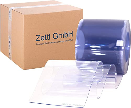 Zettl GmbH PVC-remsor, rullvara, 2 x 200 mm, 25 m, transparent/transparent, för användning som randig gardin/lamellgardin, industrigardin, väderbeständig och väderbeständig, mjuk PVC