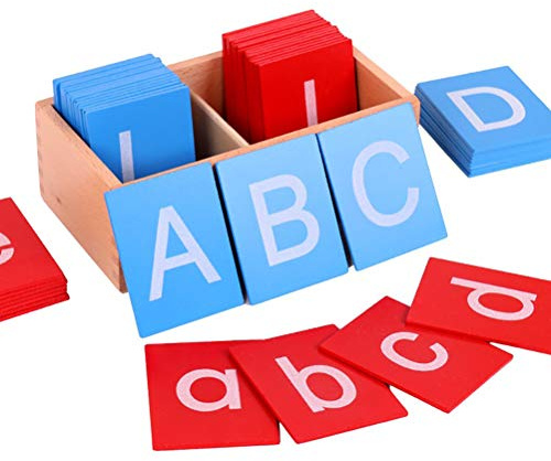 Stylebest Carta Vetrata per Bambini con Doppia Lettera, Giocattolo Didattico Tattile Montessori per Esercitarsi nella Scrittura Dell'alfabeto, con Scatola di Legno per L'interazione (Come Mostrato)