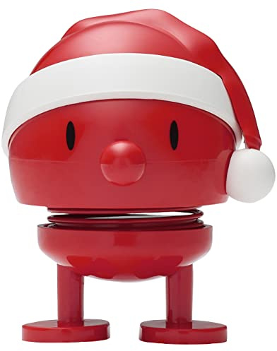Hoptimist Santa Bumble, julfigur & lyckobringare, skandinavisk design, dekoration för vardagsrum, kontor, barnrum & fönsterbräda, rolig röd juldekoration, 5,9 x 6,1 x 7,2 cm, Small, Röd