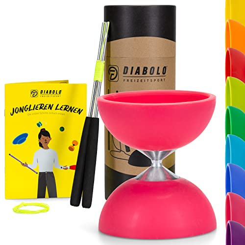 Diabolo Freizeitsport Jonglier-Set Basic (pink) - Diabolo mit Aluminium-Handsticks, Ersatzschnur, Anleitung. Perfekt für Kinder, Einsteiger & Anfänger