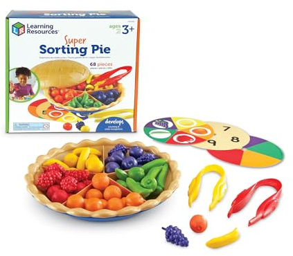 Learning Resources Super Sorting Pie - Sorting and Matching, Fine Motor Skills, Food Toys, Color Recognition, Counting Game, Preschool, Toddler Math Manipulatives, Gifts for Boys and Girls