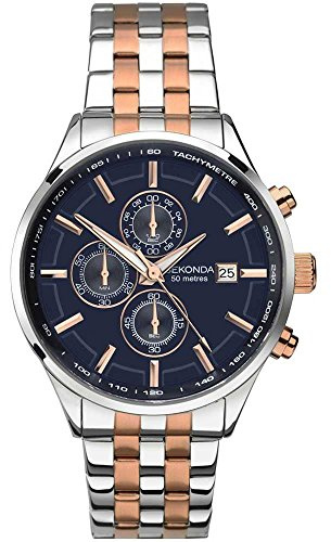 Sekonda Men's Quartz Watch with Blue Dial Chronograph Display and Two Tone Stainless Steel Bracelet 1107.27