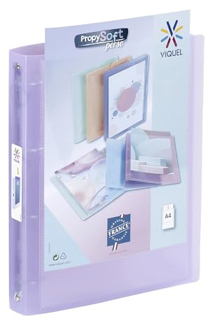Viquel - Classeur souple personnalisable A4 PROPYSOFT - 4 anneaux - Couverture résistante - Fabriqué en France - Violet Pastel