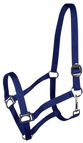 York Nylonhalfter Halfter Genickstück Verstellbar durch Schiebeschnalle Harmony Pferdehalfter (Full, dunkelblau)