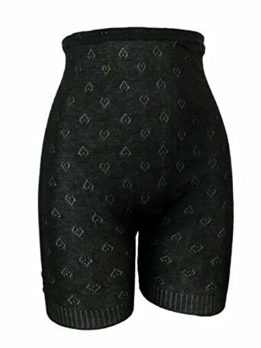 FLAVES FASHION Women's Ladies Thermal Black & White Long Leg Snowdrop Pantee Knickers Size S to 2XL (as8, alpha, l, regular, regular, Black, L)