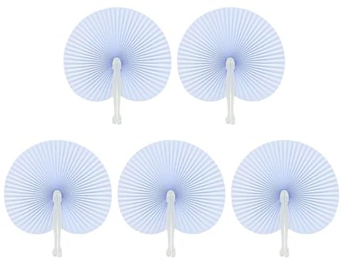 fxwtich Ventagli portatili pieghevoli di carta bianca a forma di cuore per matrimonio a fisarmonica, ventagli di carta fai da te, 5 pezzi, ventaglio pieghevole a forma di cuore, in carta bianca,