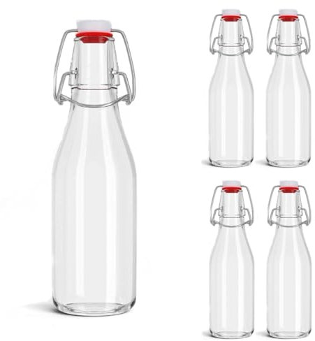 Set 6 Pezzi Bottiglia Costolata vuota Acqua e vino Vintage Milly 500cc (Mezzo litro) Elegante MODERNO con Tappo Meccanico ermetico per Acqua Bevande Preparazione e conserva Cocktail