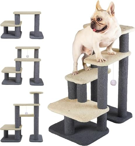 Mekidulu Dog steps for bed,Adjustable height 1-5 Layer dog stairs,Dog steps for sofa,Suitable for elderly dogs, Puppies, Kittens, and elderly cats, non-Slip Pet Stairs(H76cm, L65cm, W40cm)