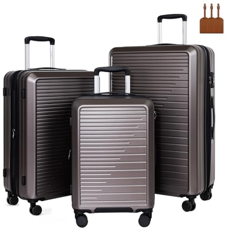 OUZZO Durable Luggage Sets 3 Piece PC Hardshell Lightweight 20/24/28''