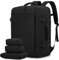 LOVEVOOK 45L Reiserucksack Handgepäck Flugzeug Groß, 18 Zoll Laptop Rucksack Travel Backpack Carry On Luggage, Wasserdichter Reisetasche Koffer Tasche Herren Damen für Reise Arbeit Wandern, Schwarz