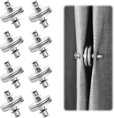 8 Pairs Magnetic Curtain Clips 15MM, Strong Magnets Heavy Duty | Curtain Magnets Removable, Curtains Light Leakage Prevention Curtain Buckle, Draperies Accessory for Bedroom Office