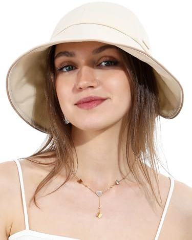 soul young Chapeau de Soleil Femme avec Trou pour Queue de Cheval UV50+(Beige)