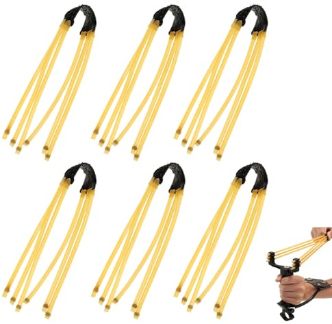 6 fionda in gomma, con 6 gambe, gomma di ricambio per attività all'aperto, centrifuga di pietra professionale (33 cm)