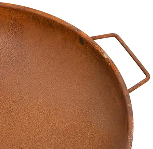 Fire de, Grand Bol de Foyer à Bois en Bois en Acier Extérieur, 67,5 X 58 X 22,5 Cm, Revêtement Rustique, Portable de Poignées, Grille de Grille de Barbecue Compatible, pour Le