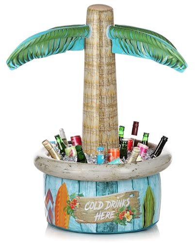 FunX Refroidisseur de boisson, gonflable, en palmier, accessoire de fête et de festival, au look plage, idéal pour les fêtes dans le jardin, les fêtes d'été ou les fêtes au bord de la piscine, 94 x 90