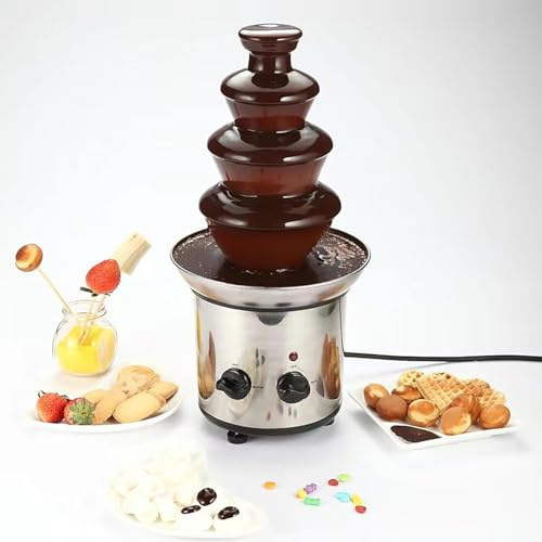 Fontaine À Chocolat, Fontaine À Fondue en Acier Inoxydable À 4 Niveaux, Capacité De 1,8 Kg, Facile À Utiliser Et À Nettoyer, pour Chocolat, Fromage Et Bonbons, Idéale pour Les Fêtes, Mariages