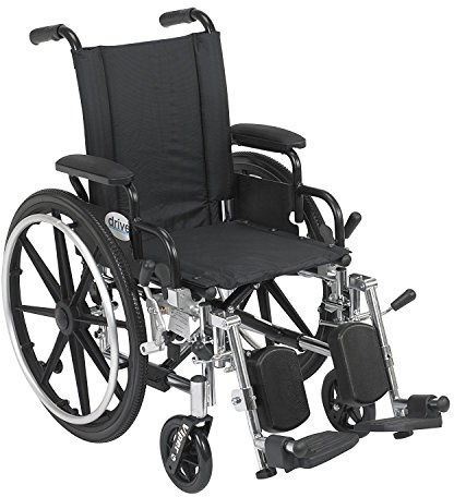 Drive Medical Viper Wheelchair with Flip Back Removable Arms, Desk Arms, Elevating Leg Rests, 14 Seat, Black