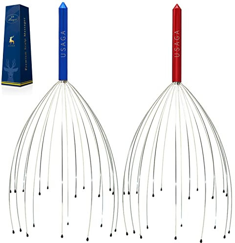USAGA Head Scratcher, 20 Finger Head Massager, Scalp Massager for Scalp Body Relaxing and Stress Relax