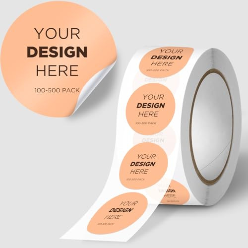 100-500 Custom Stickers Roll Personalized Business Labels Decals, 1.5-10 Customized Your Own Waterproof Vinyl Stickers with Any Design Logo Image Photo Text Name Address QR Code