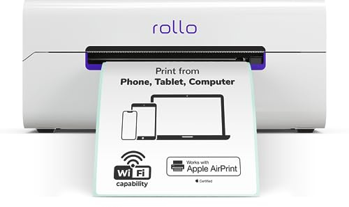 Rollo Wireless Shipping Label Printer - Wi-Fi Thermal Label Printer 4x6 for Shipping Packages - AirPrint from iPhone, iPad, Mac - Supports Windows, Chromebook, Android, Linux