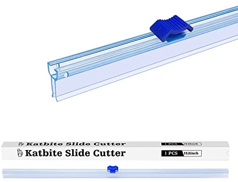 Katbite Slide Cutter 15.5 Inch for 15.5 Inches Plastic Food Wrap, Two Way Sliding Cutter for Aluminum Foil Parchment Paper Baking Paper Kitchen