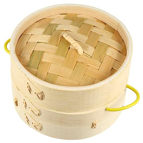 HH-CC Cuiseur Vapeur en Bambou pour la Cuisson des Petits Pains Boulettes et Légumes Cuiseur Vapeur avec Couvercle en Bambou Cuisson Cuisine Cakeware Cuiseur Vapeur en Bambou,21 * 21