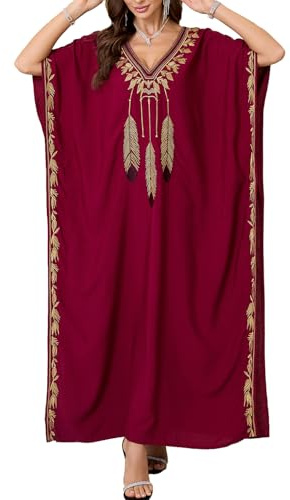 LikeJump Caftan Bohème pour Femme Robe de Nuit Longue Loungewear de Plage Cover-ups Sarong Pareo