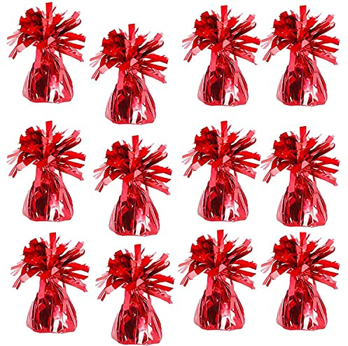 Metallic Balloon Weights, Birthday Party Favors, Novelty and Gag Gifts, 5.5 Inches, 12-Pack (Red)