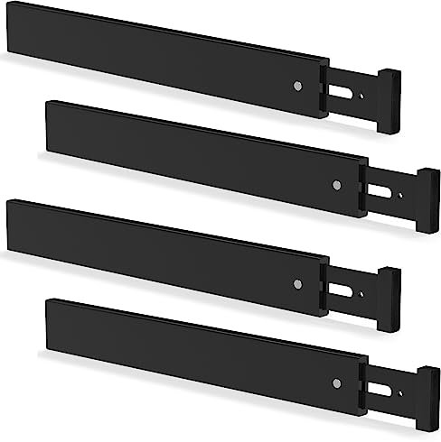 Ruichang 4er-Set Bambus Schubladentrenner Verstellbar (44-55 x 1.5 x 5.7 cm, Schwarz), Schubladenteiler Küche, Schubladen Organizer für Küchenschubladen