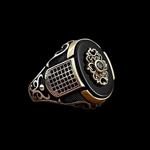 YAHOYA Vintage Fatto a Mano Nero Smalto zircone Anelli per Gli Uomini Accessori Dichiarazione Fidanzamento Fede Nuziale retrò Punk Uomini Anelli