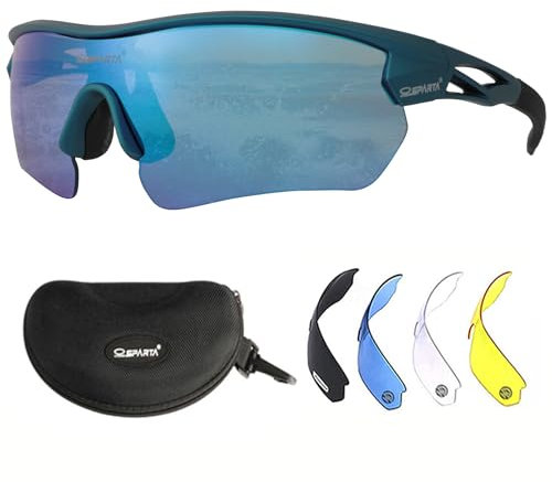 OUTDOORSPARTA Sport Sonnenbrille(4. Blauer Rahmen, Volle Linse Gespiegelt Blau)