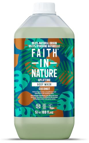 Faith In Nature Natural Body Wash - Duschgel - Vegan & Cruelty Free, ohne SLS oder Parabene - 5L Nachfüllpack - Kokosnuss