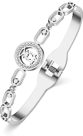 DUOWEI Gufo Regali Per Le Donna Cute Gufo Bracciale Bangle Bracciale In Acciaio Inox 18k Oro Reale Uccello Gioielli Charms Per Le Ragazza Adolescenti Amanti Dei Gufi (Argento B)