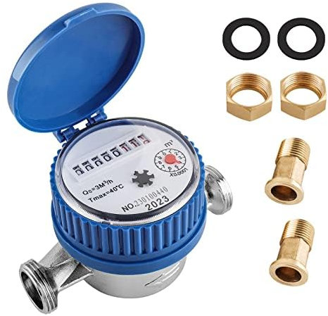 Youyijia Wasserzähler Anschlussgewinde Einkanal-Trockenwasserzähler Wasseruhr Garten Kaltwasserzähler 1/2 für Hausgärten