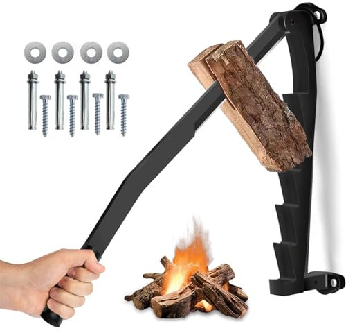 Cortador de Troncos Manual, Divisor de Leña Portátil Montado en la Pared, Divisor Leña Montaje En Pared Divisor De Leña Para Leña Herramienta Manual De Madera Para El Hogar, Camping, Al Aire Libre