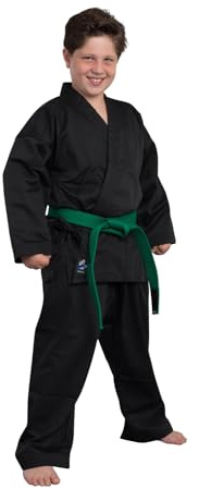TEKKA BUDO Karateanzug Basix schwarz 7.5 oz - Karate Gi Set - Jacke. Hose. Gürtel - Einsteiger Anzug - Größe 170