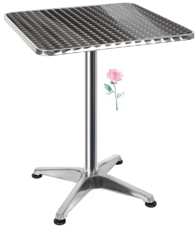 Tavolo alto da bar alluminio -Tavolo Quadrato Regolabile in Altezza, Metallo, Tavolino da Bar, Cucina, Soggiorno-60 * 60 * 70/110 cm (quadrato)