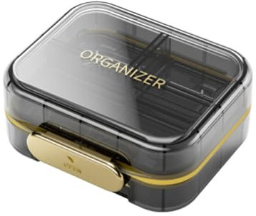 OFIDUS 7 Tage Pillen Organizer Etui, 2 Lagige, Abnehmbare, Tragbare Reise Pillenbox, Silikonversiegelter, Feuchtigkeitsbeständiger Pillenspender für Vitamine, Medizin, Schmuck (Schwarz)