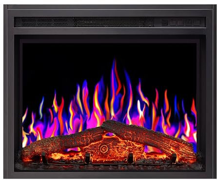 ArtiFlame Elektrokamin AF24 Multicolor, Elektrischer Einbaukamin mit Heizung 900/1800 W, realistischer 3D-Flammeneffekt, LED-Beleuchtung, Fernbedienung, Timer, Thermostat, Knistereffekt, Schwarz