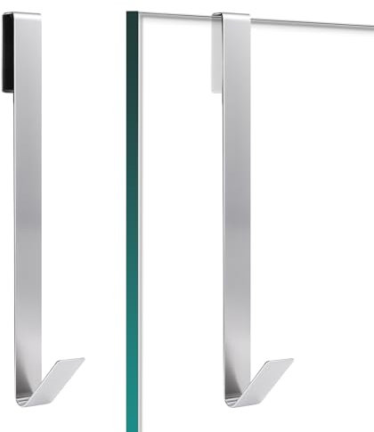 Gjinxi Türhaken Innenseite 25 cm Länge Edelstahl Garderobenhaken Türgarderobe ohne Bohren Kleiderhaken zum einhängen Solide Türgarderobe Haken tür für Badezimmer,Schlafzimmer und alle Türen(Silber)