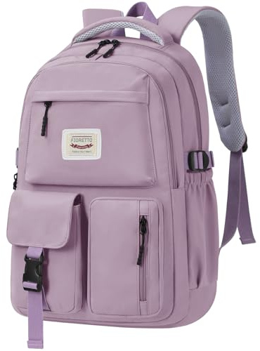 FIORETTO schulrucksack Teenager Mädchen Damen Schulranzen Schultasche School Bag Rucksack Schule 14 Laptopfach, Wasserabweisend & Leicht Lila