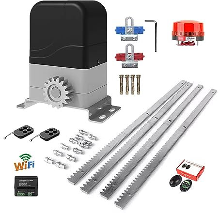 EDEDE Sliding Gate Motor, Electric Sliding Door Opener Kit AC Motor Automatic Door Operator Kit With 4m Steel Frame Infrared Sensor Kit Access Control System(With wifi control)