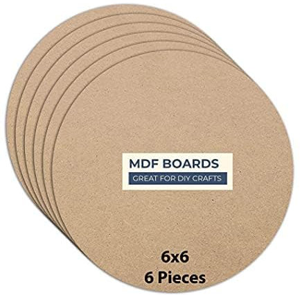 saipriya - Tableros redondos de MDF para manualidades, 6 x 6 pulgadas, 6 piezas, hojas de madera para manualidades