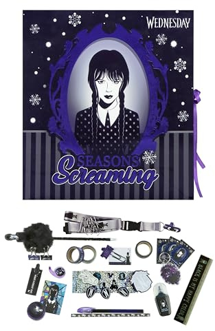 Undercover - Calendario de Adviento Wednesday - Caja plegable con lazo - 24 sorpresas creativas - Materiales de manualidades y papelería - Artículos de regalo