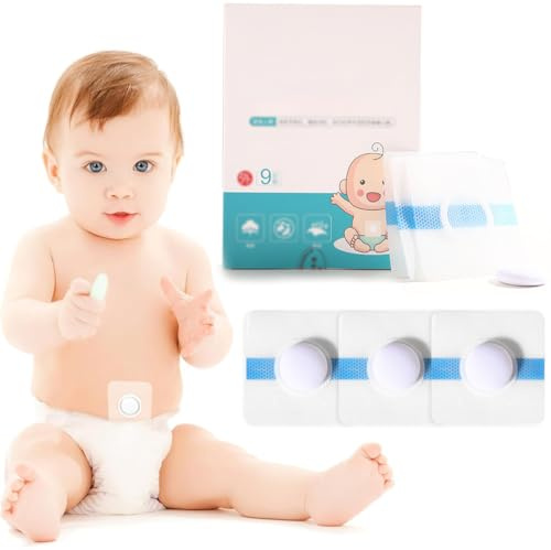 DIFLAX 9 Pièces Pansement Hernie Ombilicale, Pansement Abdominal pour Bébé, Soutien Hernie Ombilicale, Pour Nouveau-né, Infantile, Soins Bébé, Hernie Support, Pansement pour Enfants, Sans Ceinture