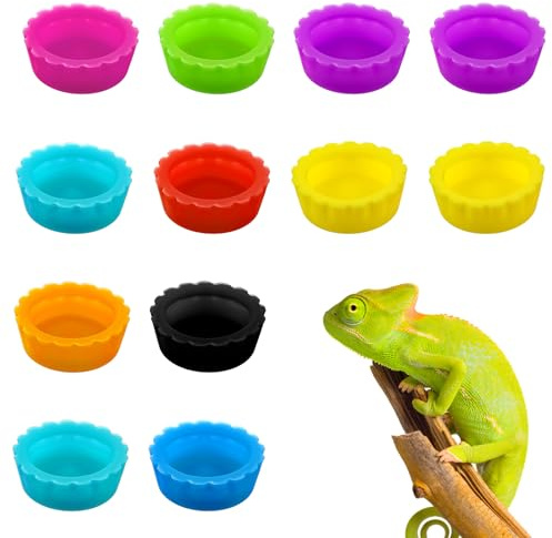 12Pcs Crested Gecko Cups, Mini Reptile Bowl, Crested Gecko Food Dish, Reptile Accessories for Daily Hydration and Nutrition, Durable and Easy to Clean