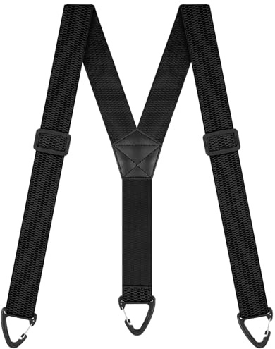 BSBUY Men's Adjustable Braces 3.8cm Wide Heavy Duty Suspenders with Strong Clips Elastic Trousers Braces for Men and Women Durable Suspenders for Business Wedding Casual(Black)